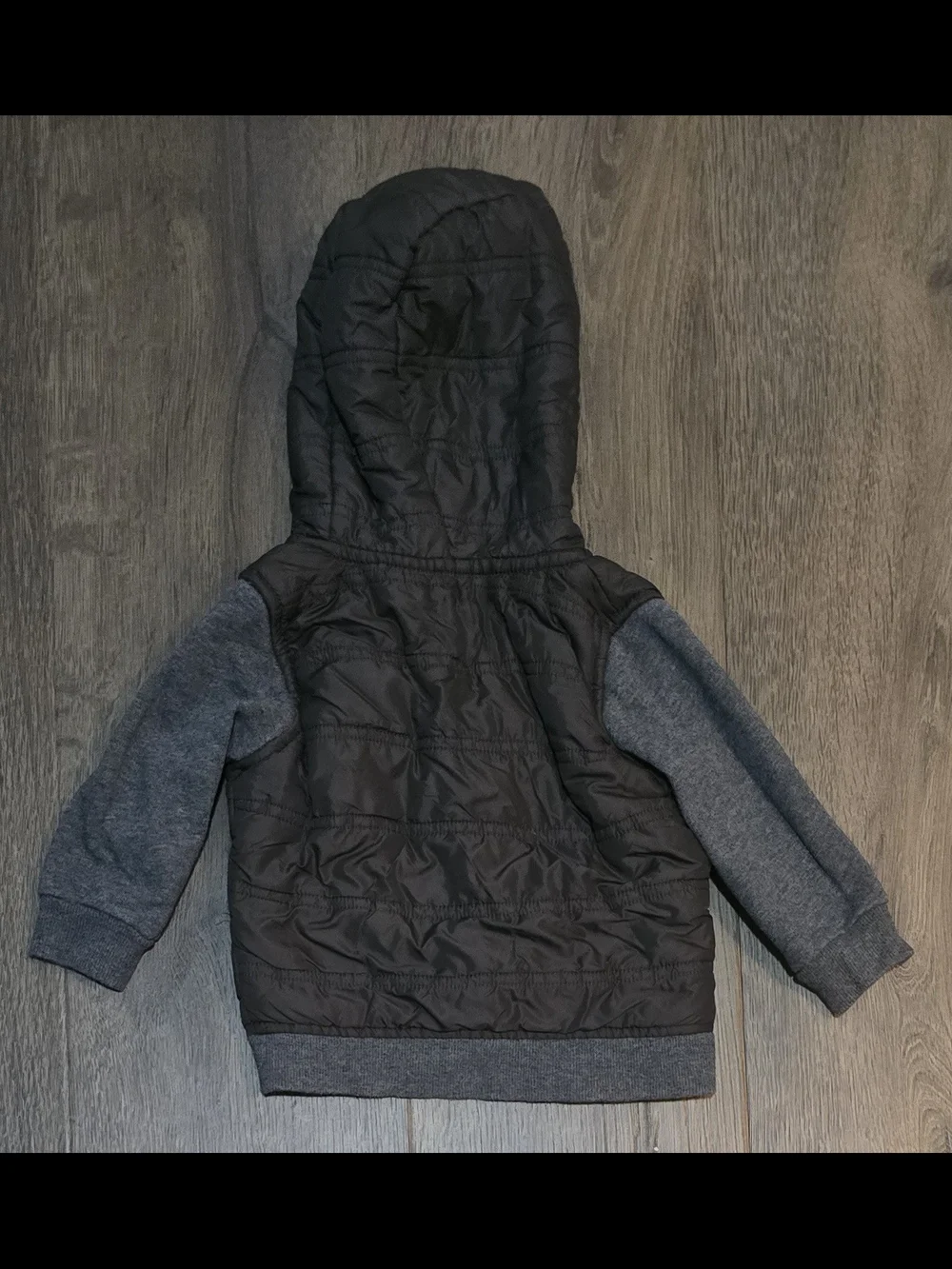 Carters Toddler Hooded Quilted Vest Jacket with Gray Sleeves - Brown/Gray